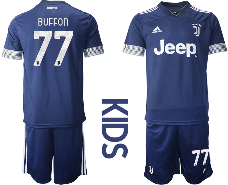 Youth 2020-2021 club Juventus away blue #77 Soccer Jerseys->juventus jersey->Soccer Club Jersey
